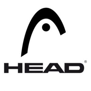 Logotipo de la marca Head en color negro, con un diseño distintivo que incluye un arco estilizado y el nombre de la marca en letras mayúsculas.